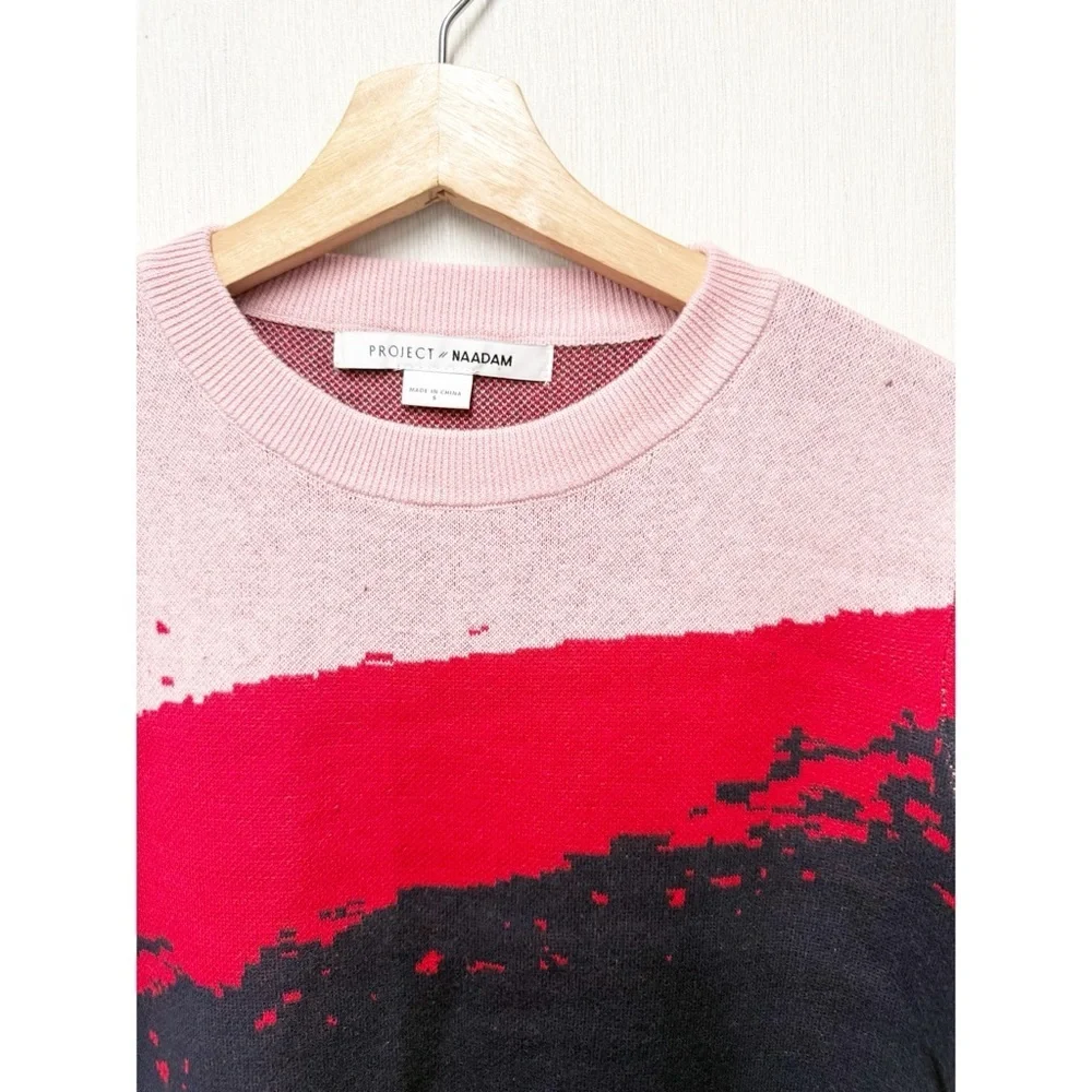 NWOT Project Naadam Multicolor Abstract Colorblock Crewneck, Size Small‎